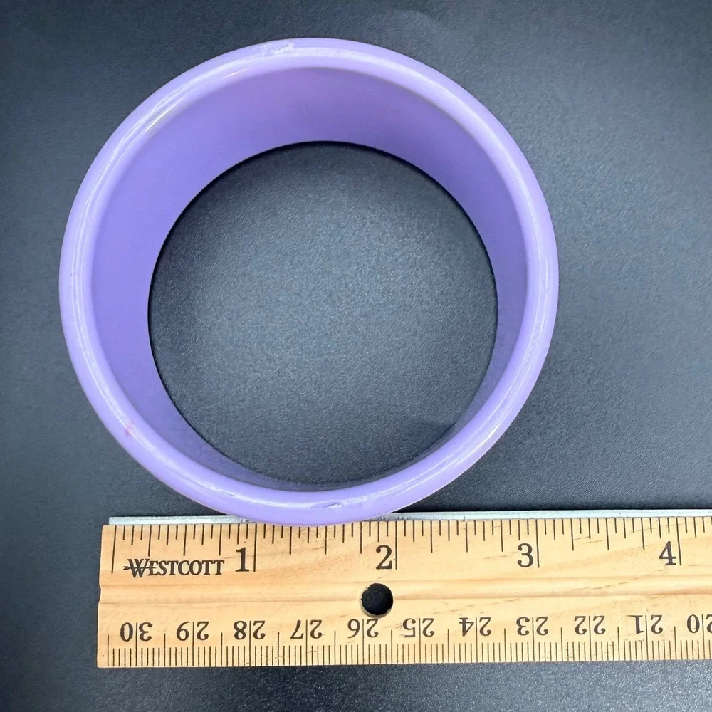 Vintage Bangle Bracelet Size 8.25 Lavender Chunky Wide Light PurpleStackable